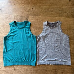 Lululemon set of two, size 6, Sleeveless Teal and Gray Tank Tops